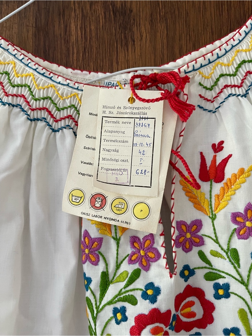 Embroidered Peasant Blouse with Multicolor Floral Stitching